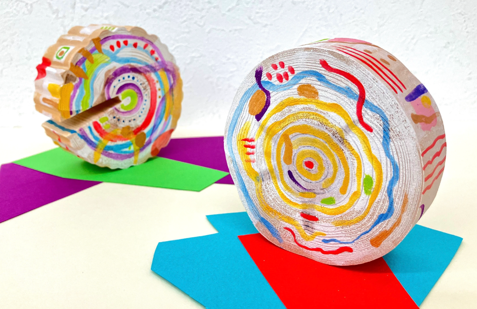 北山杉の丸太でカラフルなオブジェをつくろう！